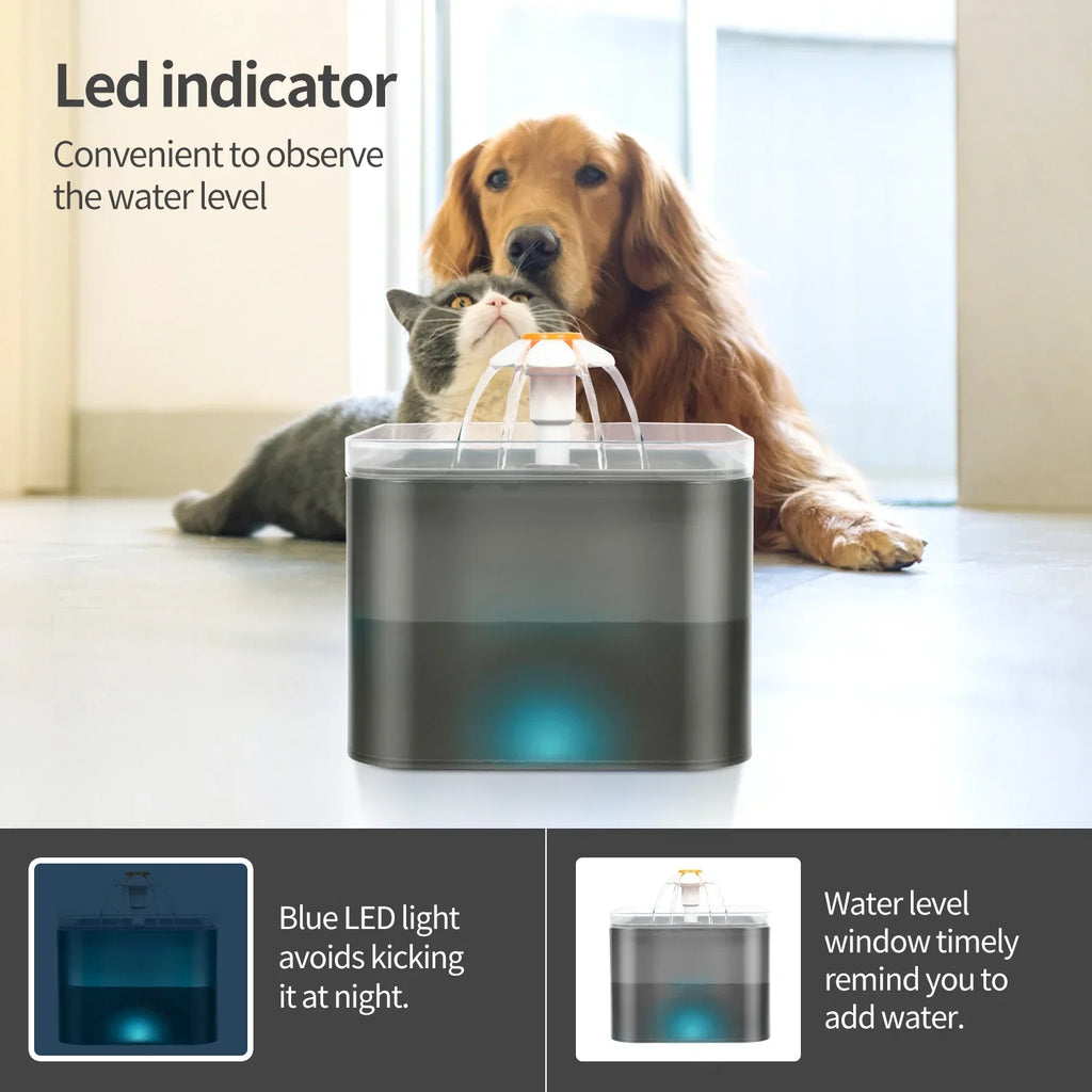 PetLuxe™ Ultra-Silent LED Pet Water Fountain – 67oz/2L Automatic Dispenser for Dogs & Cats