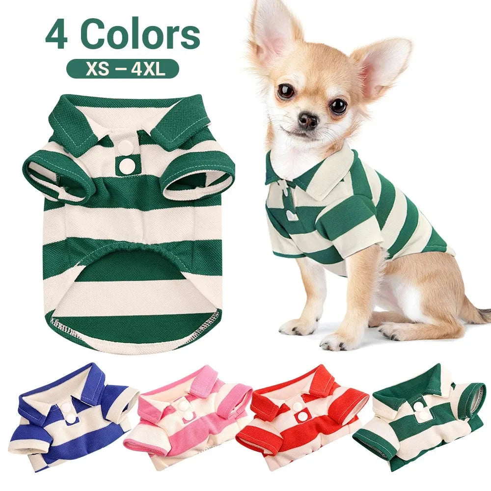 PetLuxe™ Preppy Striped Polo – Classic Casual Summer Shirt for Dogs & Cats