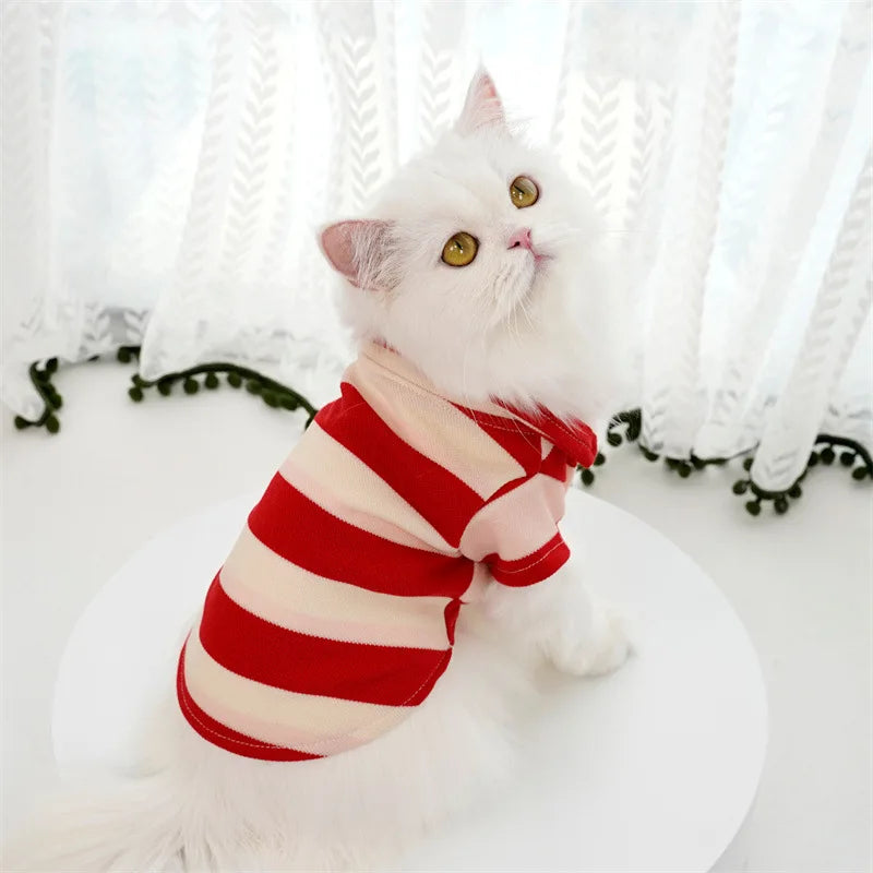 PetLuxe™ Preppy Striped Polo – Classic Casual Summer Shirt for Dogs & Cats
