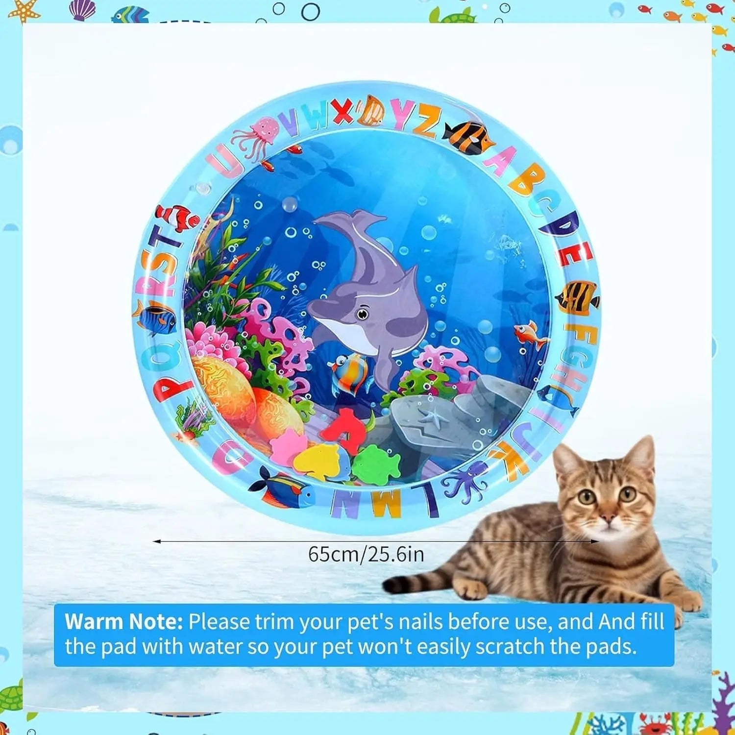 PetLuxe™ Interactive Water Sensory Play Mat – Thickened Cooling Pad for Cats & Dogs