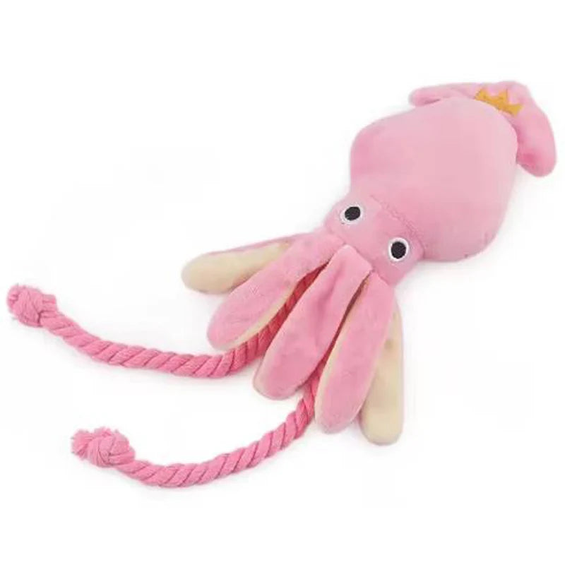 PetLuxe™ Octopus Squeaky Plush – Durable Cotton Rope Chew & Interactive Toy
