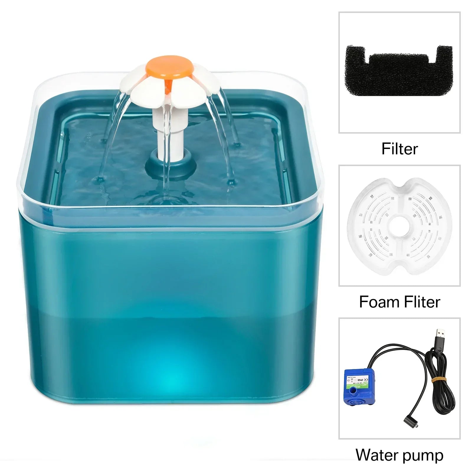 PetLuxe™ Ultra-Silent LED Pet Water Fountain – 67oz/2L Automatic Dispenser for Dogs & Cats