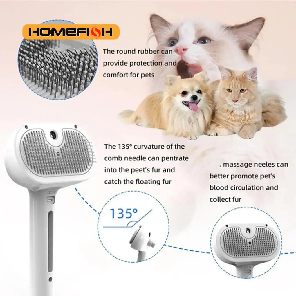 PetLuxe 3-in-1 Steamy Luxury Grooming Brush Dog Steam Brush