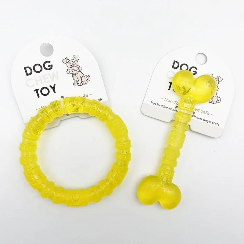 PetLuxe™ TinyTough Rubber Dental Toys – Bite-Resistant Bones & Rings for Small Dogs