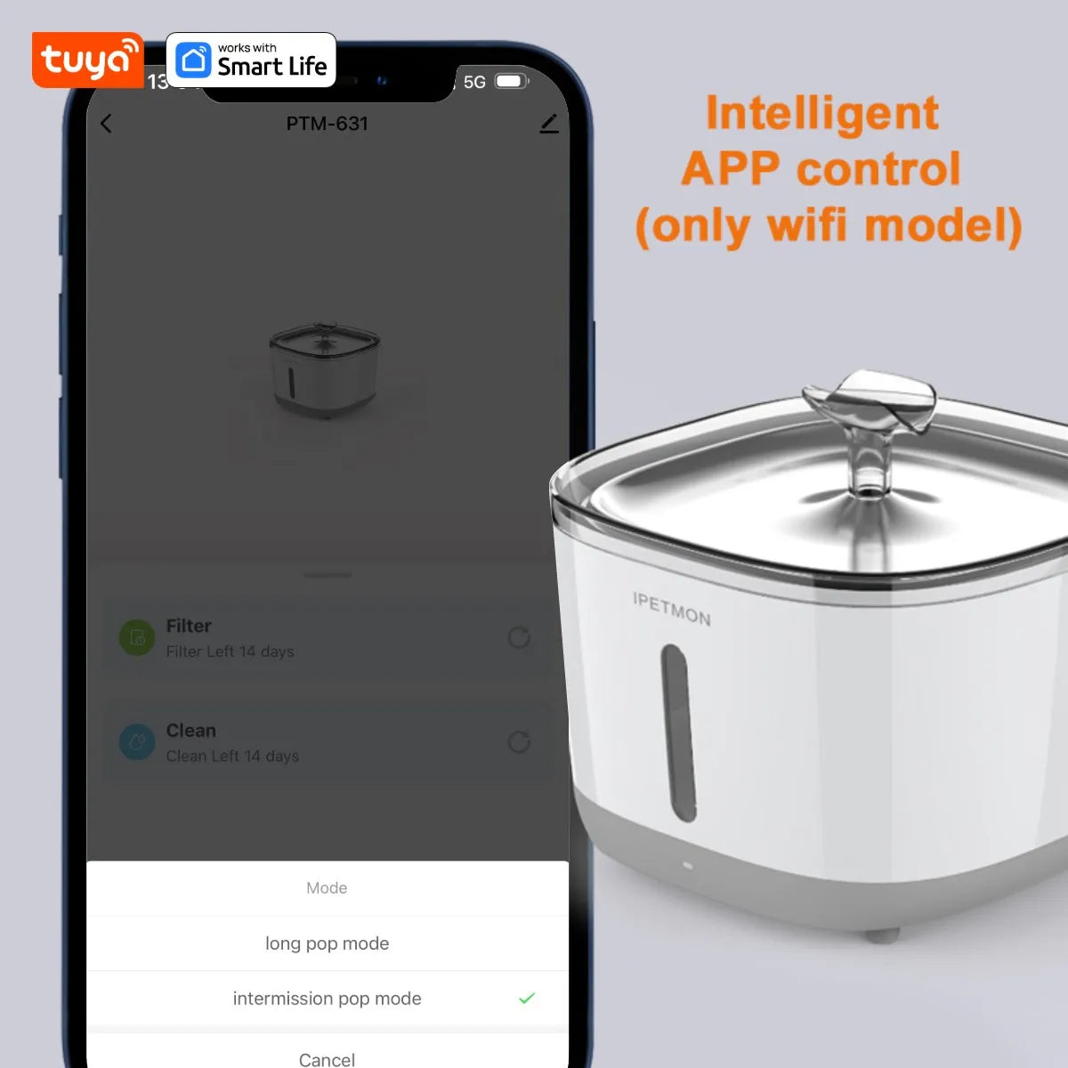 PetLuxe™ Smart App-Controlled Water Fountain – 2.5L SUS304 Stainless Steel Automatic Dispenser