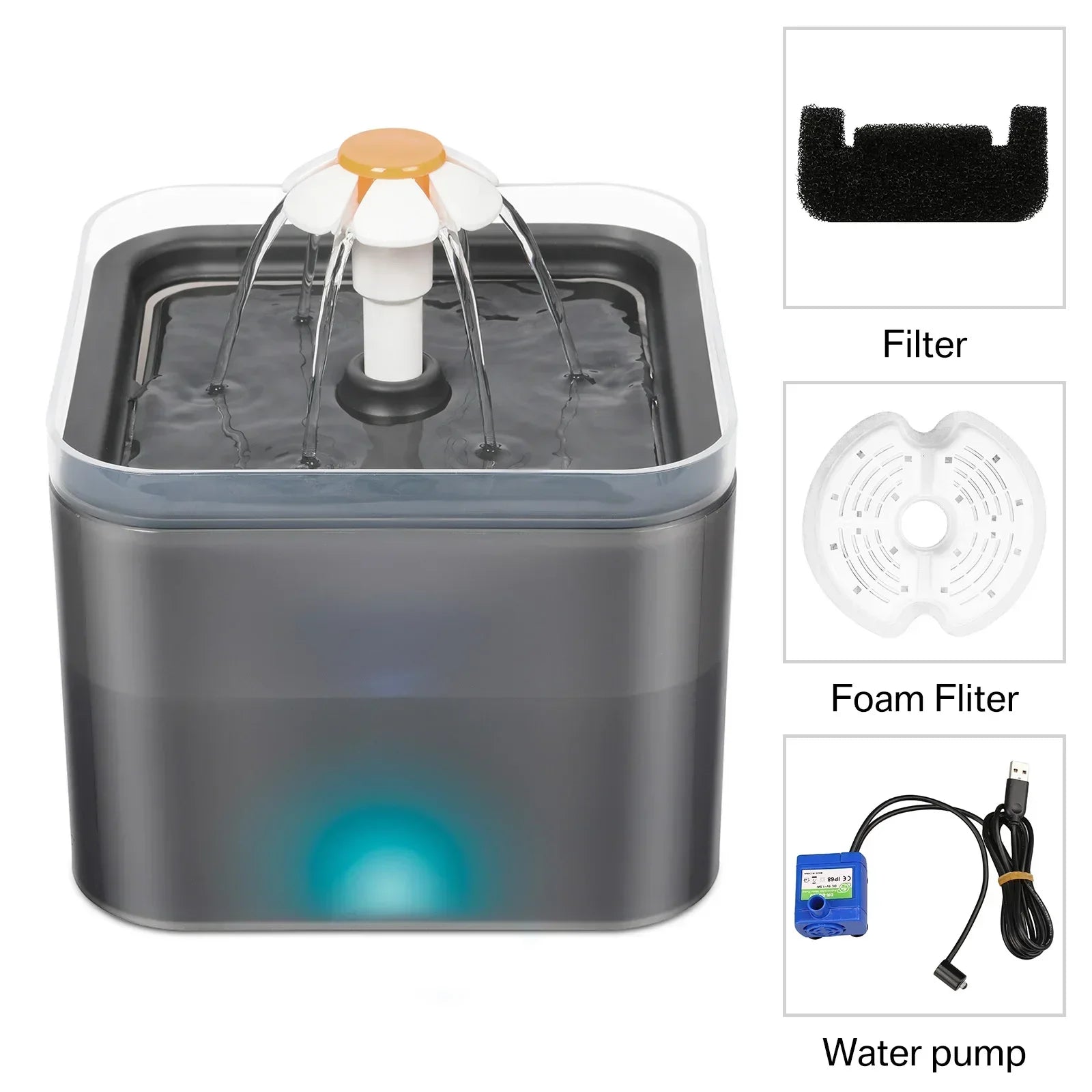 PetLuxe™ Ultra-Silent LED Pet Water Fountain – 67oz/2L Automatic Dispenser for Dogs & Cats