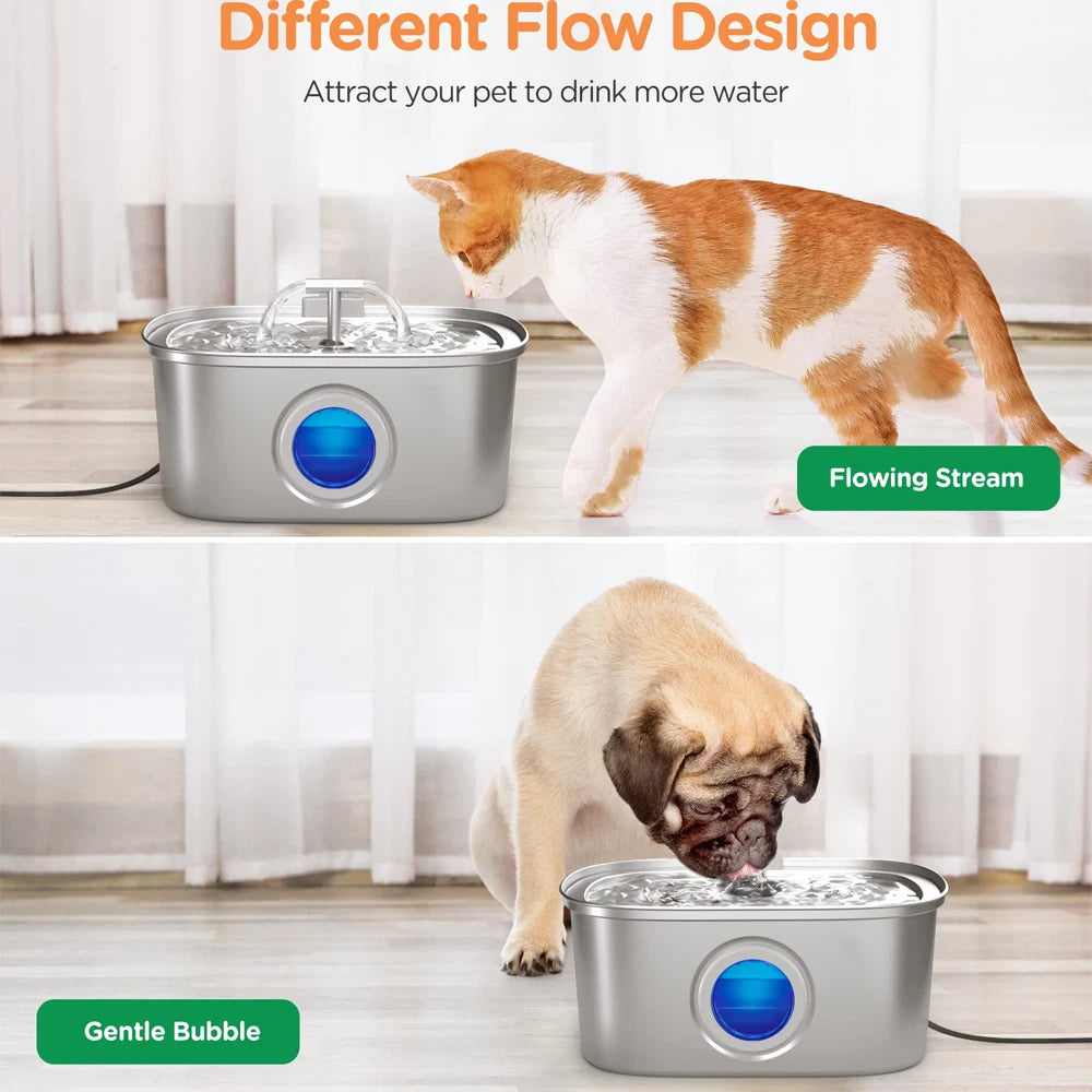 PetLuxe™ Stainless Steel 3.2L Ultra-Quiet Fountain – High-Capacity Multi-Pet Water Station