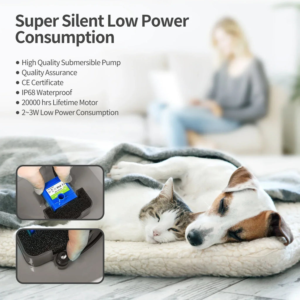 PetLuxe™ Ultra-Silent LED Pet Water Fountain – 67oz/2L Automatic Dispenser for Dogs & Cats