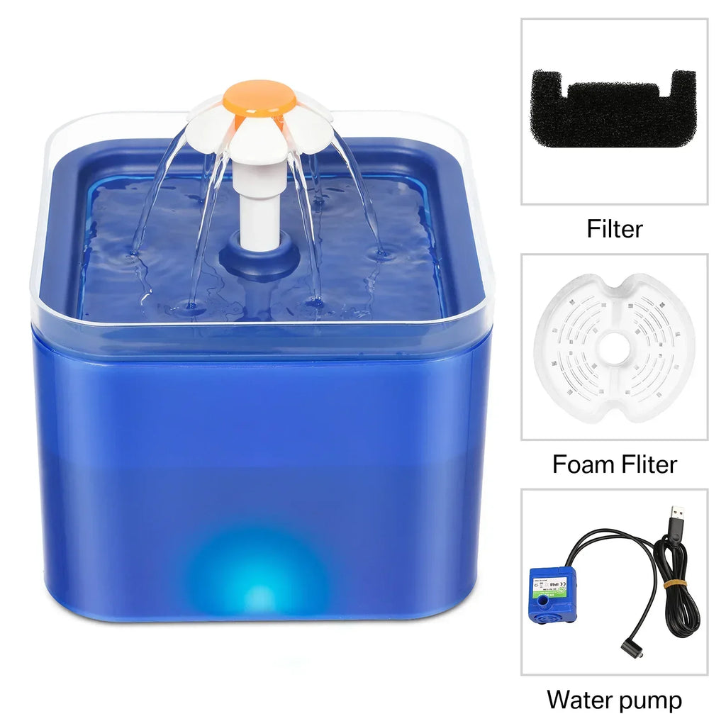 PetLuxe™ Ultra-Silent LED Pet Water Fountain – 67oz/2L Automatic Dispenser for Dogs & Cats