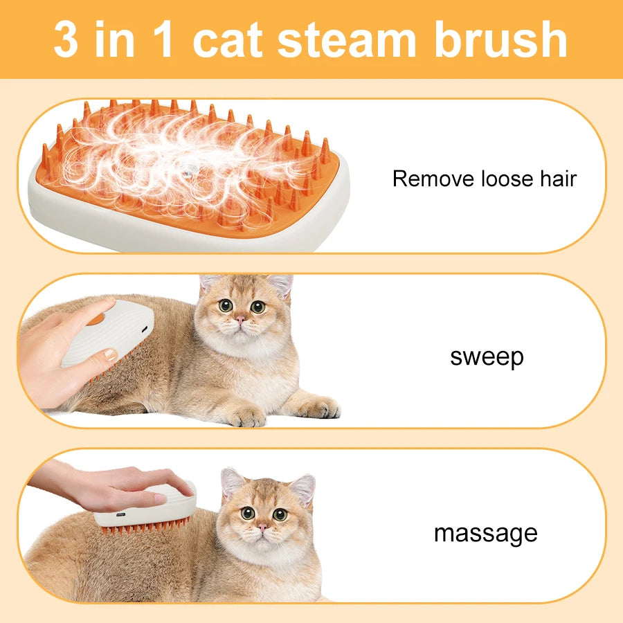 PetLuxe 3-in-1 Steamy Grooming Brush