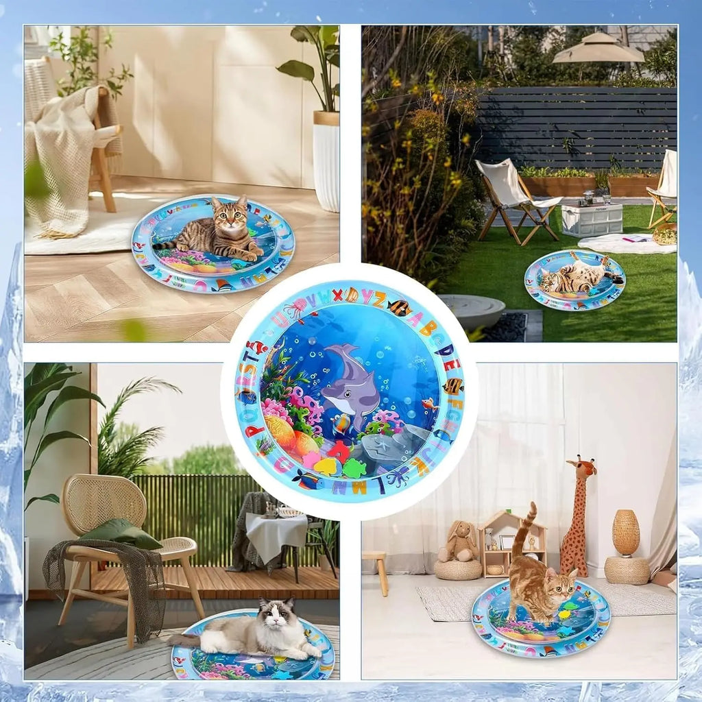PetLuxe™ Interactive Water Sensory Play Mat – Thickened Cooling Pad for Cats & Dogs
