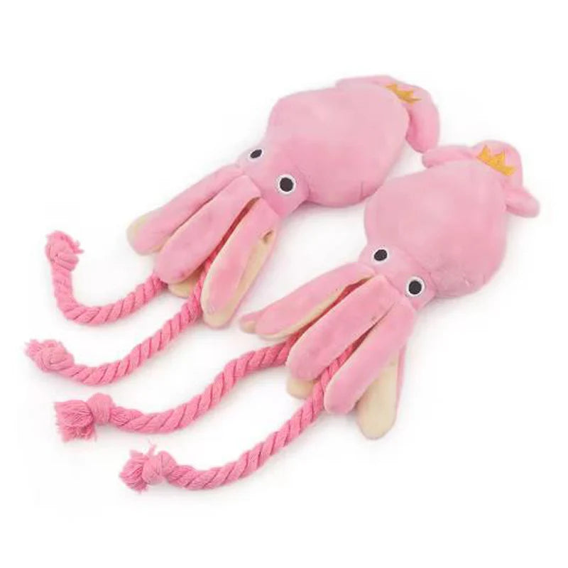 PetLuxe™ Octopus Squeaky Plush – Durable Cotton Rope Chew & Interactive Toy