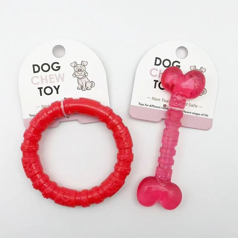 PetLuxe™ TinyTough Rubber Dental Toys – Bite-Resistant Bones & Rings for Small Dogs