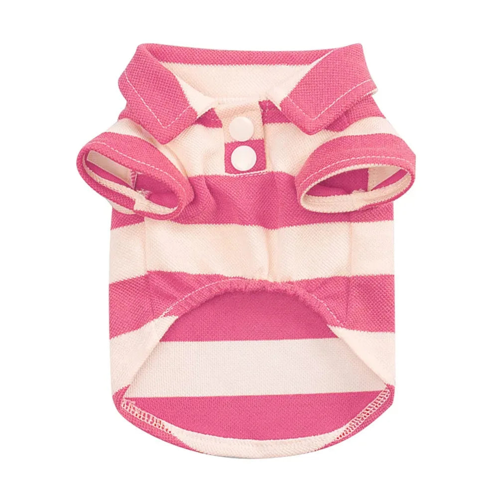 PetLuxe™ Preppy Striped Polo – Classic Casual Summer Shirt for Dogs & Cats