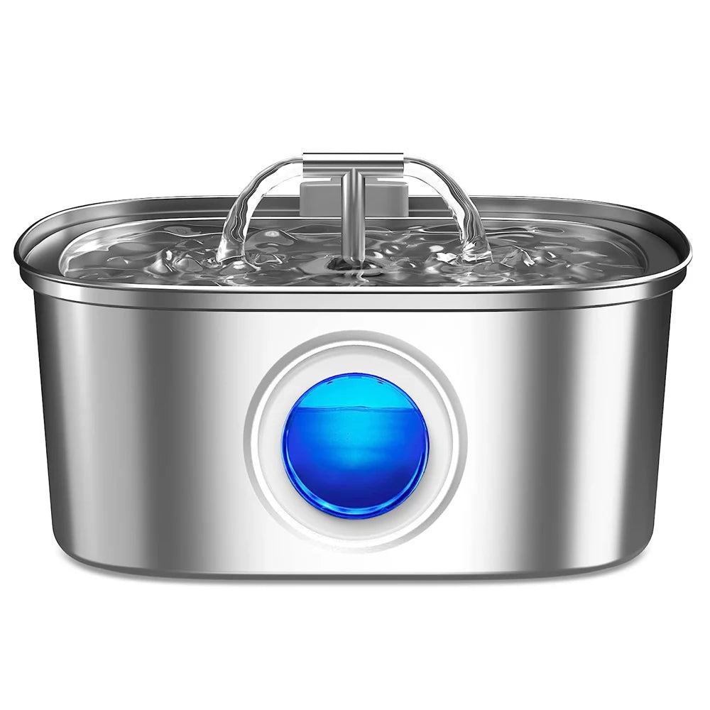 PetLuxe™ Stainless Steel 3.2L Ultra-Quiet Fountain – High-Capacity Multi-Pet Water Station