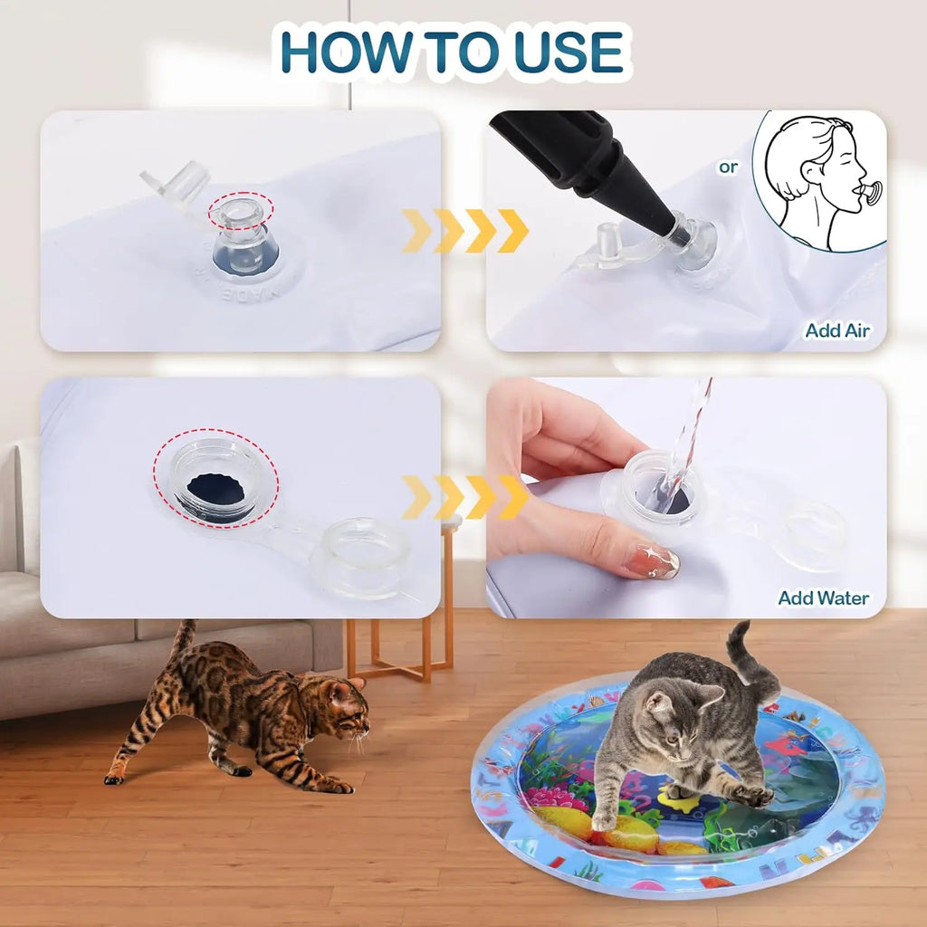 PetLuxe™ Interactive Water Sensory Play Mat – Thickened Cooling Pad for Cats & Dogs