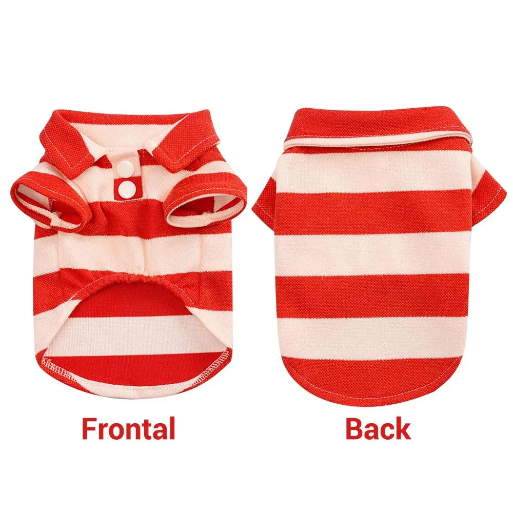 PetLuxe™ Preppy Striped Polo – Classic Casual Summer Shirt for Dogs & Cats